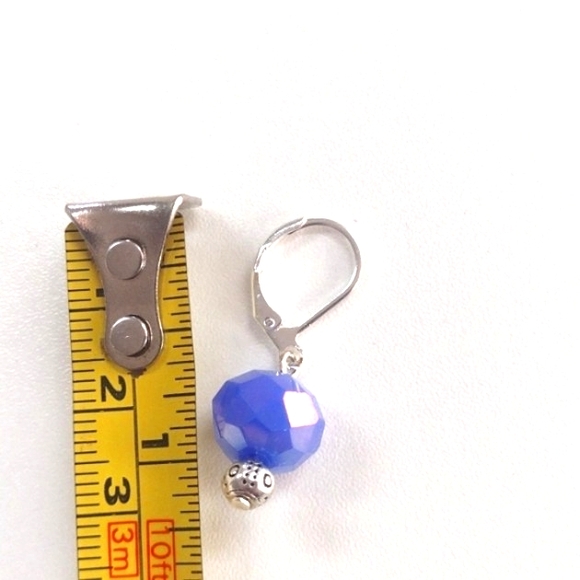 HANDMADE SILVER-PLATED OVER BRASS IRIDESCENT BLUE BRACELET/EARRING SET-NWOT - Picture 4 of 8